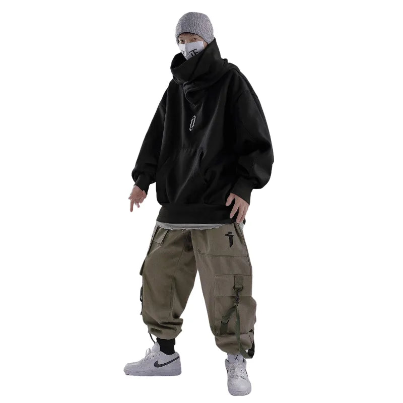 Buroen – Ninja Double Neckline Cotton Hip Hop Hoodie – Hot Sale 50% Off