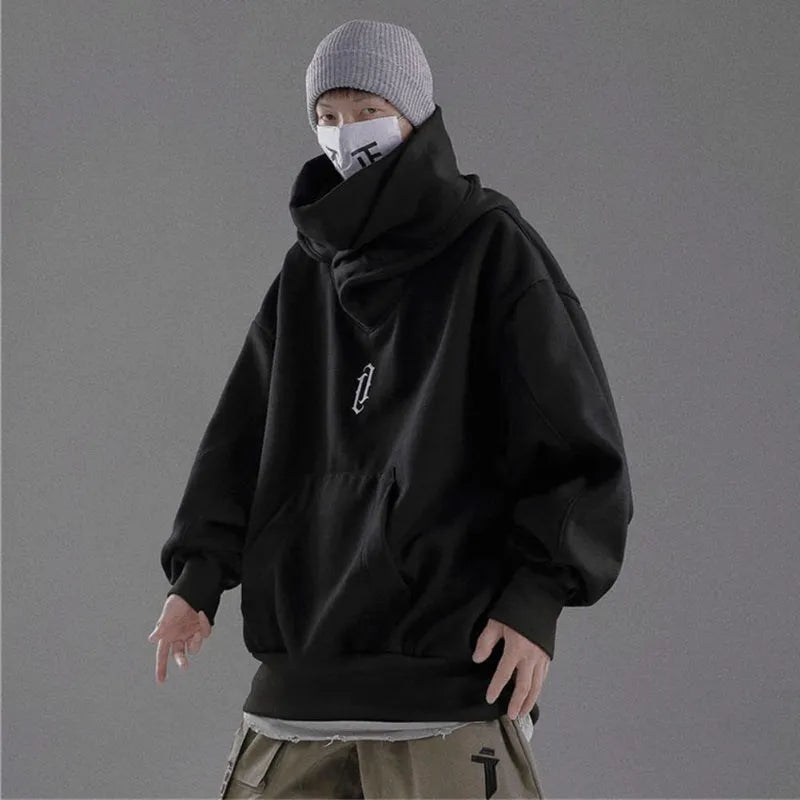 Buroen – Ninja Double Neckline Cotton Hip Hop Hoodie – Hot Sale 50% Off