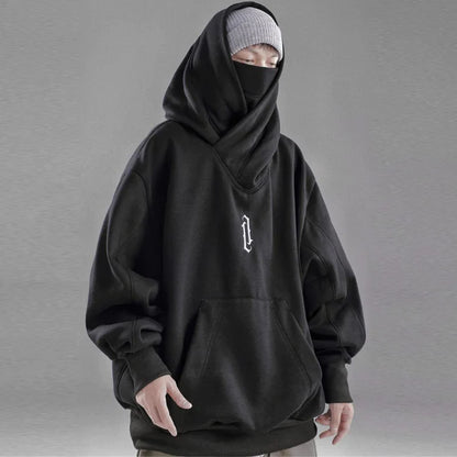 Buroen – Ninja Double Neckline Cotton Hip Hop Hoodie – Hot Sale 50% Off