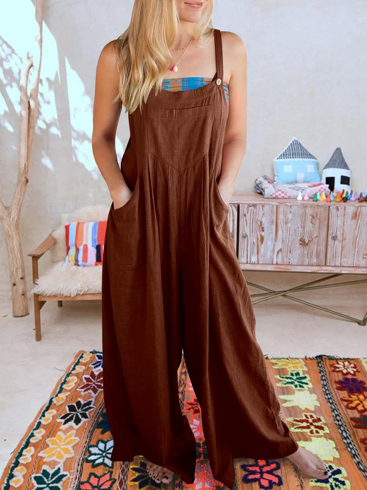 Plus Size Wide Leg Overalls Jumpsuit (Buy 2 Vip Shipping)