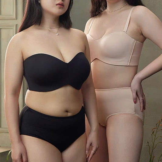 PLUS SIZE REMOVABLE STRAP SEAMLESS PLUNGE UNDERWIRED BRA(Buy 2 Vip Shipping)