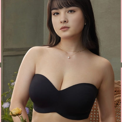 PLUS SIZE REMOVABLE STRAP SEAMLESS PLUNGE UNDERWIRED BRA(Buy 2 Vip Shipping)