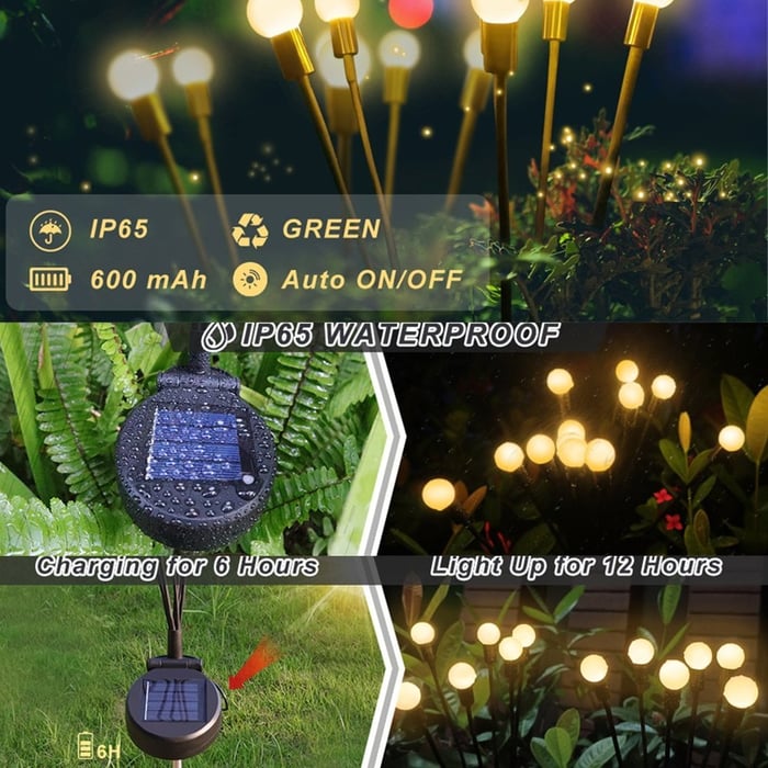 Solar Waterproof Firefly Light (2 Packs)