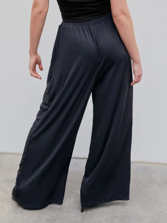 Solid Elastic Waist Wide Leg Pants (Buy 2 VIP Shipping)