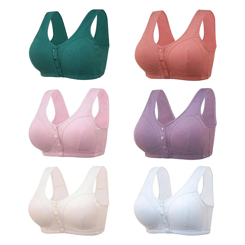 COMFORTABLE FRONT-CLOSURE WIRELESS PLUS SIZE BUTTON BRA - BUY 1 GET 3 (3PACKS)