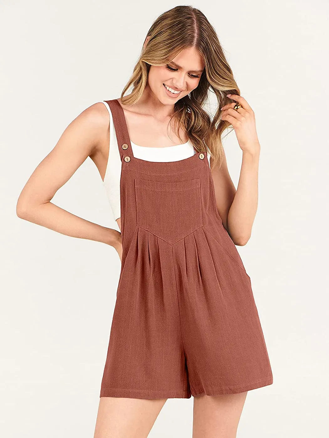 Adjustable Wide Leg Pocket Short Overalls Romper (Buy 2 VIp Shipping)