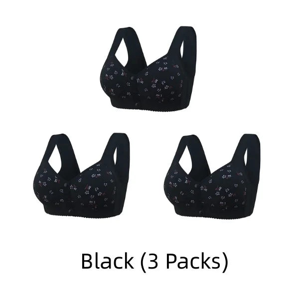 Comfortable & Convenient Front Button Bra - Buy 1 Get 2 Free (Total 3 Packs)