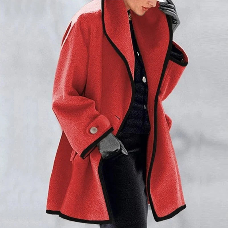 Classics Agave - Hooded Color Block Woolen Coat (Buy 2 Vip Shipping) - Sale 49% OFF