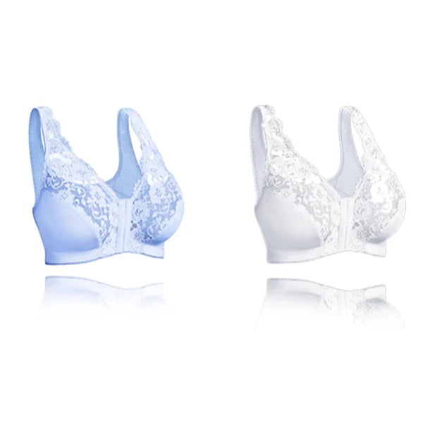 Front hooks, stretch-lace, super-lift, and posture correction – ALL IN ONE BRA!