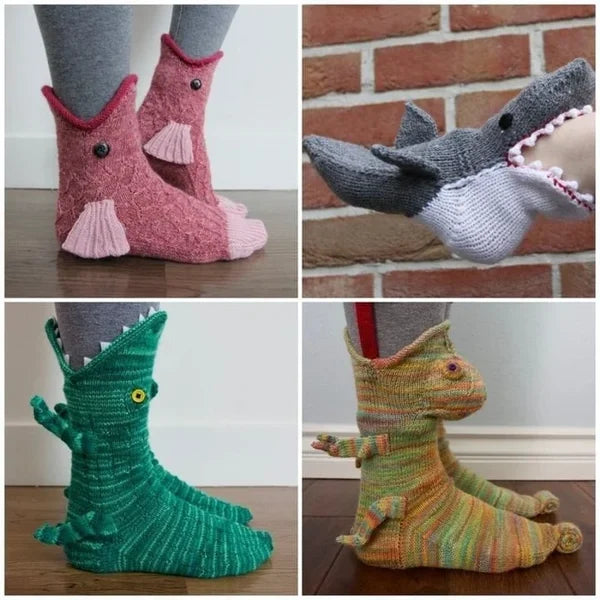 3D Knit Crocodile Socks - Sale 49% Off