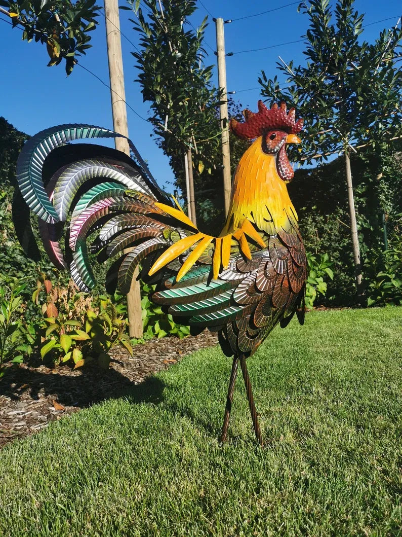 Iron rooster-Amazing detail and beautiful colours-Lawn & garden art (Last Day Promotion- SAVE 70%)