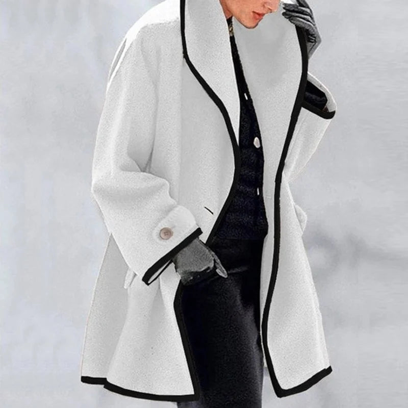 Classics Agave - Hooded Color Block Woolen Coat (Buy 2 Vip Shipping) - Sale 49% OFF