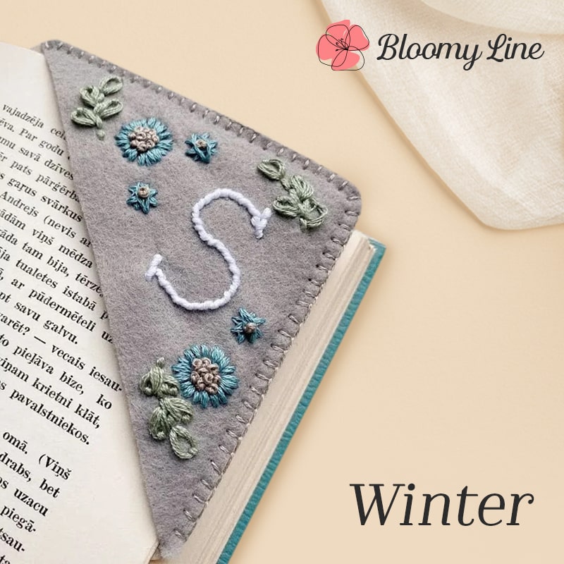 Bloomy Line – Personalized Hand Embroidered Corner Bookmark