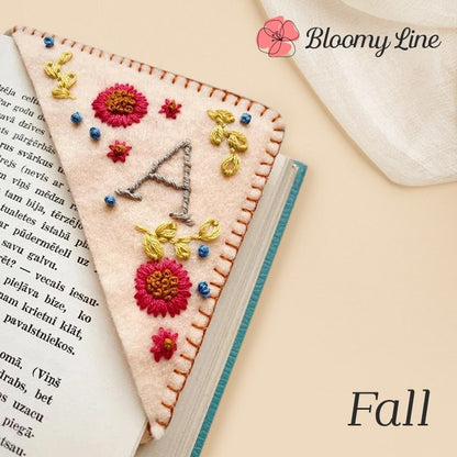 Bloomy Line – Personalized Hand Embroidered Corner Bookmark