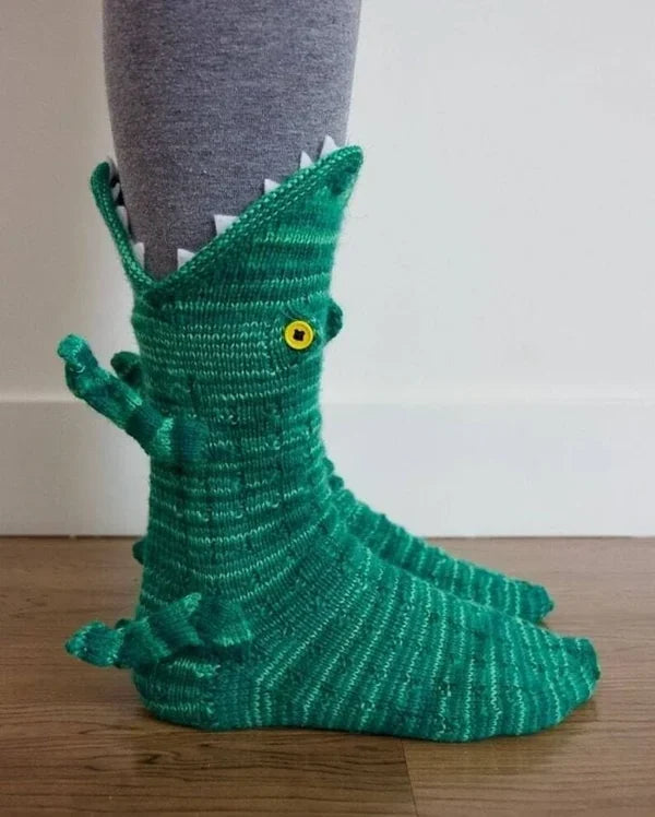 3D Knit Crocodile Socks - Sale 49% Off