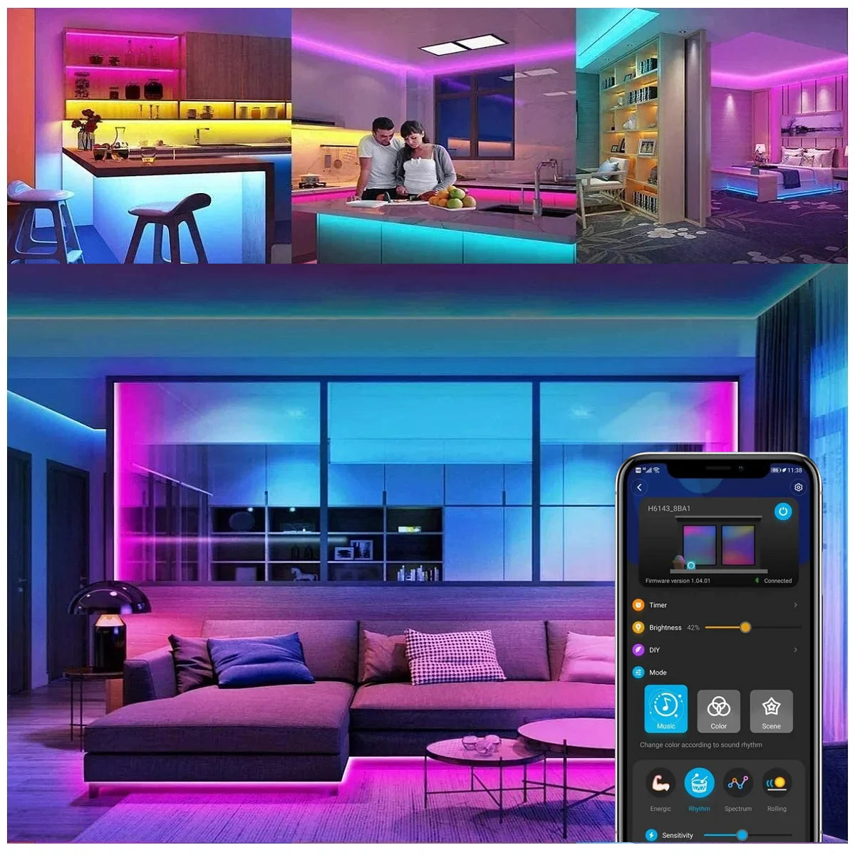 Wi-Fi Bluetooth Smart Led Strip Lights for outdoor