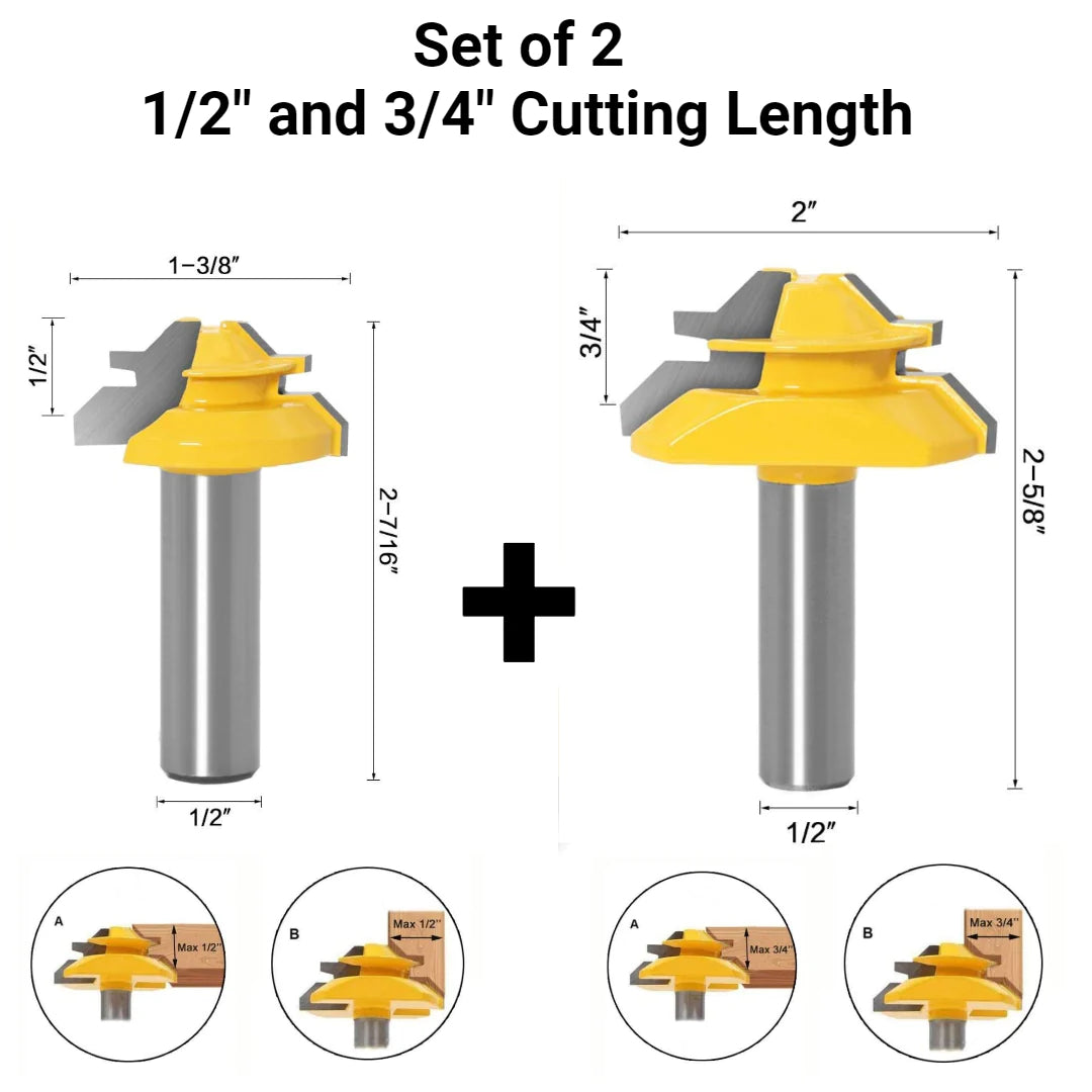 Valkyrtools - TimberLock 45° Lock Miter Router Bit - 1/2" Shank