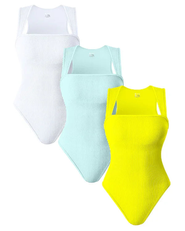 Square Neck Sleeveless Bodysuits - Hot Sale 50% Off