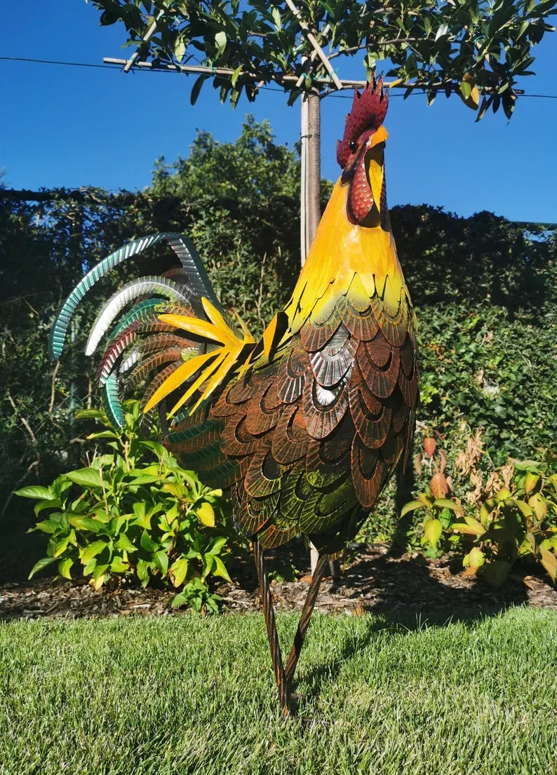 Iron rooster-Amazing detail and beautiful colours-Lawn & garden art (Last Day Promotion- SAVE 70%)