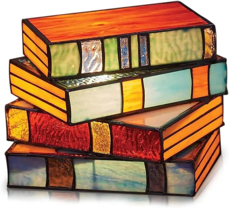 Stained Glass Stacked Books Lamp