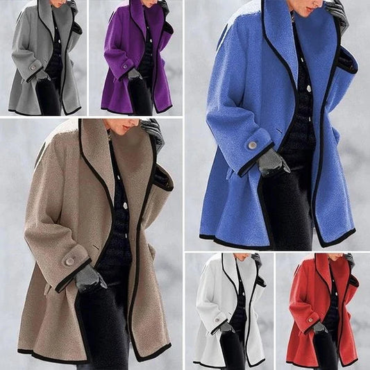 Classics Agave - Hooded Color Block Woolen Coat (Buy 2 Vip Shipping) - Sale 49% OFF