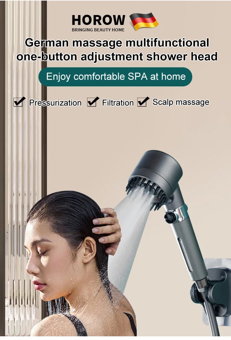 German massage multifunctional one-button adjustment shower head（lowest price ever）