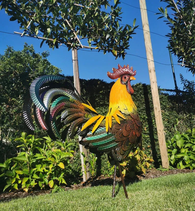 Iron rooster-Amazing detail and beautiful colours-Lawn & garden art (Last Day Promotion- SAVE 70%)