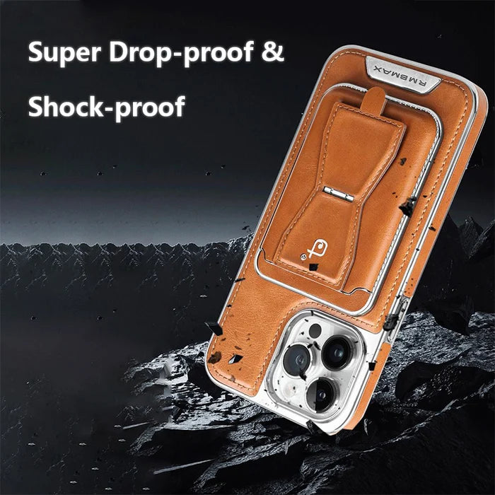 Luxury leather iPhone case with removable magnetic tape - LAST DAY SALE 49% OFF