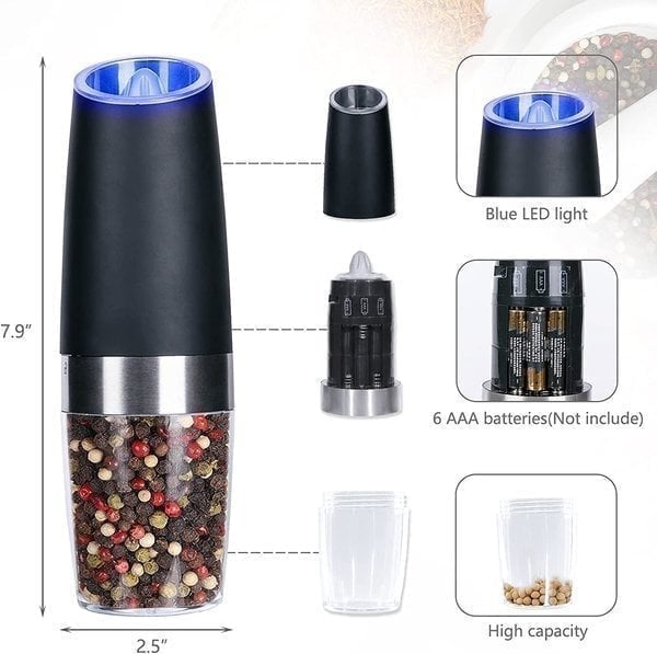 Automatic Electric Gravity Induction Salt & Pepper Grinder - Hot Sale 50% Off