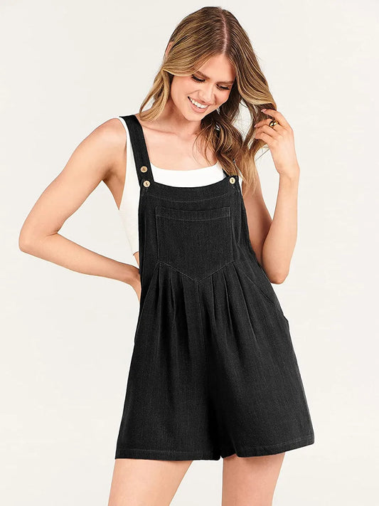 Adjustable Wide Leg Pocket Short Overalls Romper (Buy 2 VIp Shipping)