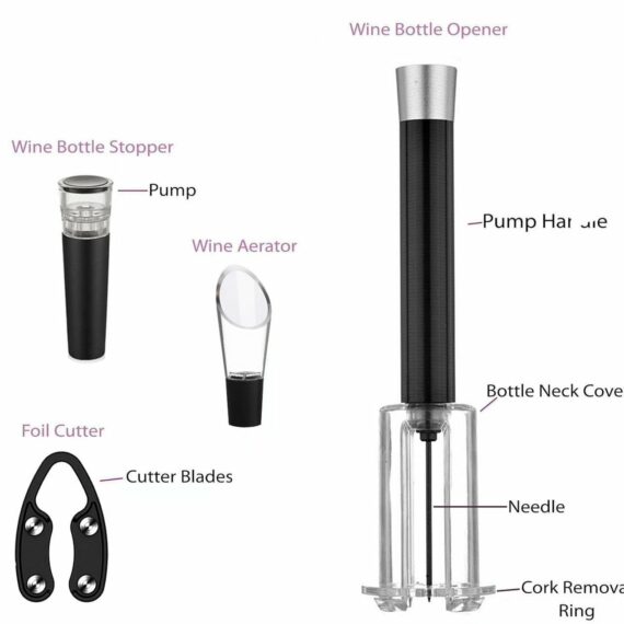 Wino On The Go Wine Opening Set, Air Pressure Pump Bottle Opener, Vacuum  Stopper