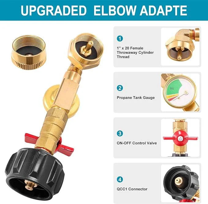 Top-Rated Propane Refill Elbow Adapter with Tank Gauge – Hot Sale 50% Off