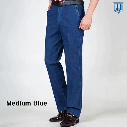 Men's High Waist Straight Fit Stretch Jeans