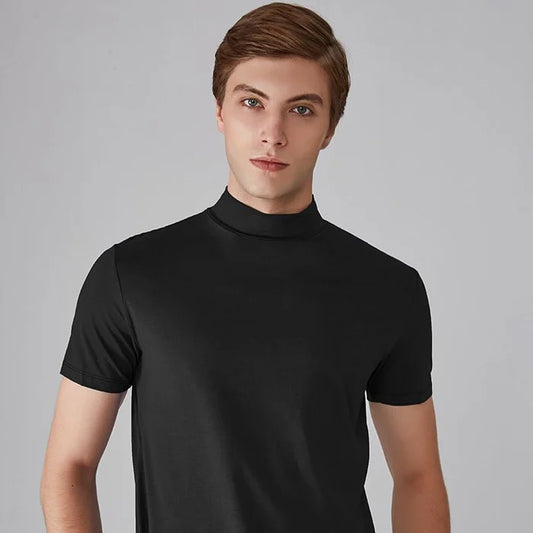 Men 's High Neck Slim Fit T-shirt - Hot Sale 50% Off