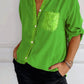 Polyester V-neck Sequin Mid-sleeve Casual Top - Hot Sale 50% Off