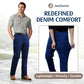 JaxDenim - Men's High Waist Straight Fit Stretch Denim Slacks