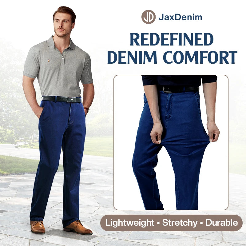 JaxDenim - Men's High Waist Straight Fit Stretch Denim Slacks