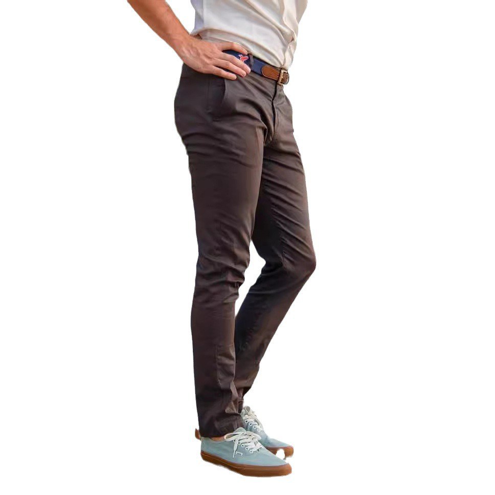 FlexComfy - Men's High Waist Straight Fit Stretch Khakis