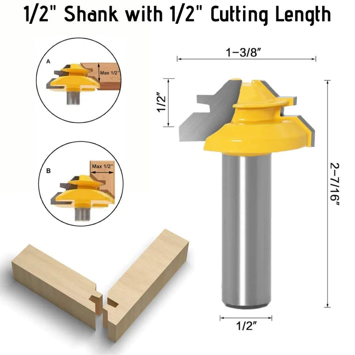 Valkyrtools - TimberLock 45° Lock Miter Router Bit - 1/2" Shank