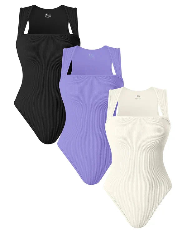 Square Neck Sleeveless Bodysuits - Hot Sale 50% Off