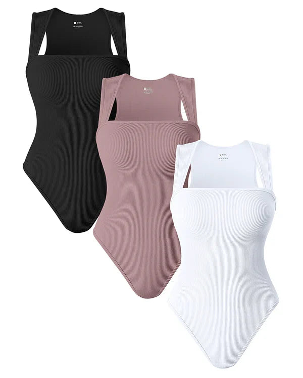 Square Neck Sleeveless Bodysuits - Hot Sale 50% Off