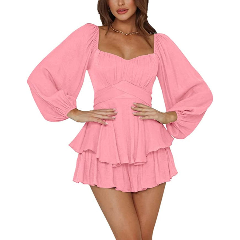 Spring Ruffle Sleeves Mini Dress