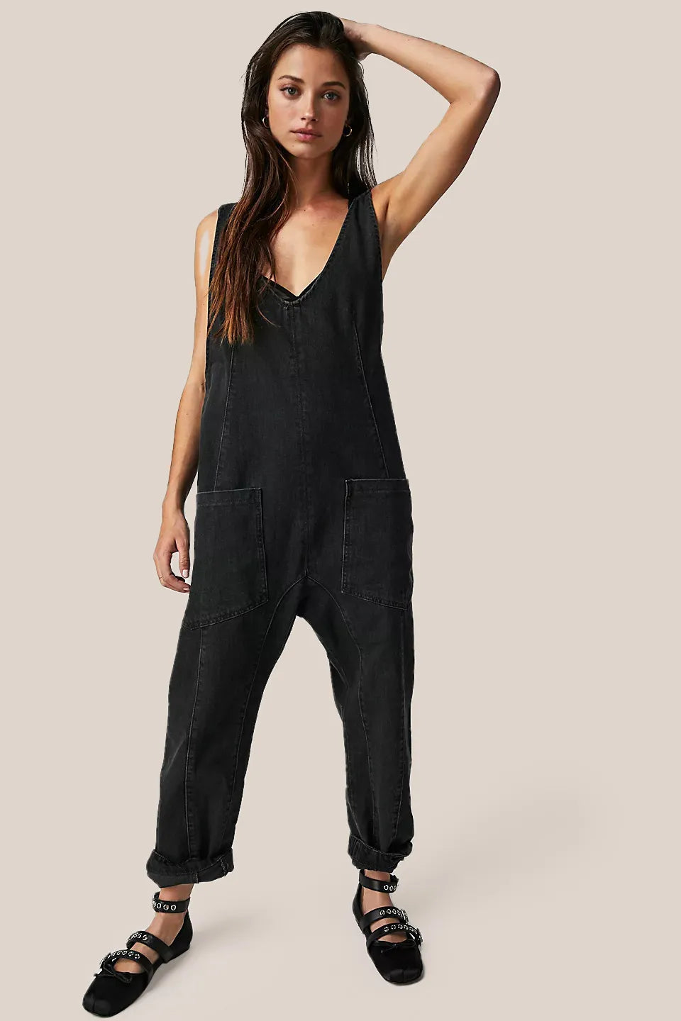 Denim Jumpsuit With Pockets - (Buy 2 Vip Shipping)