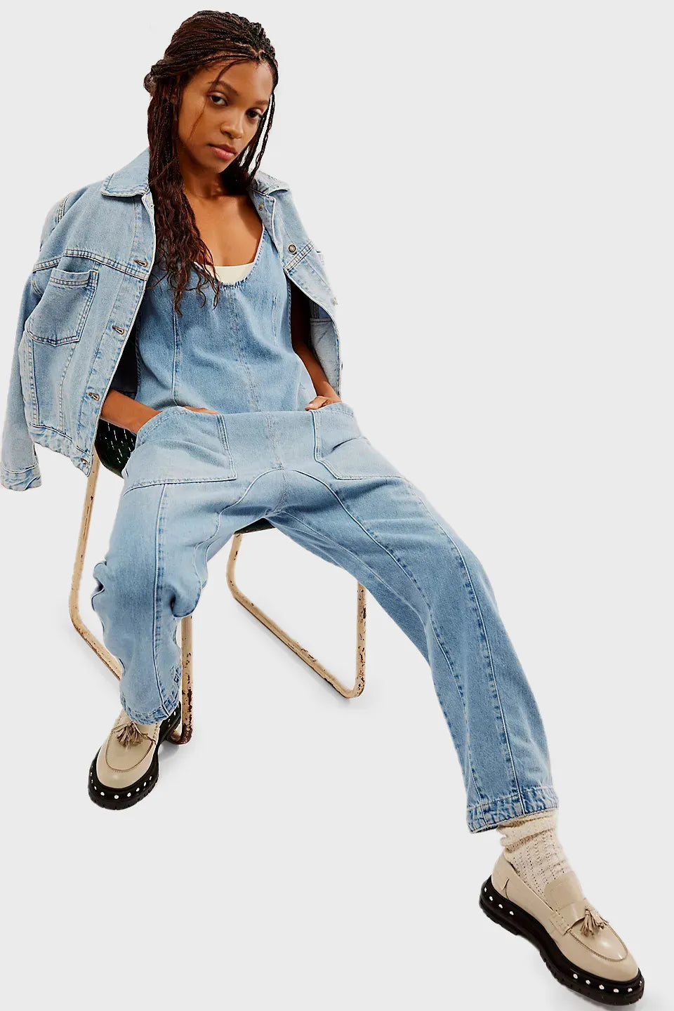 Denim Jumpsuit With Pockets - (Buy 2 Vip Shipping)