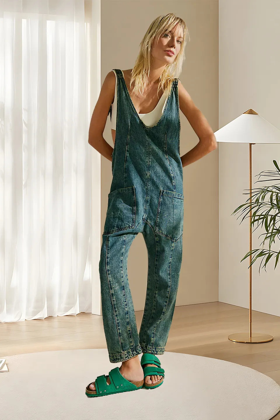 Denim Jumpsuit With Pockets - (Buy 2 Vip Shipping)