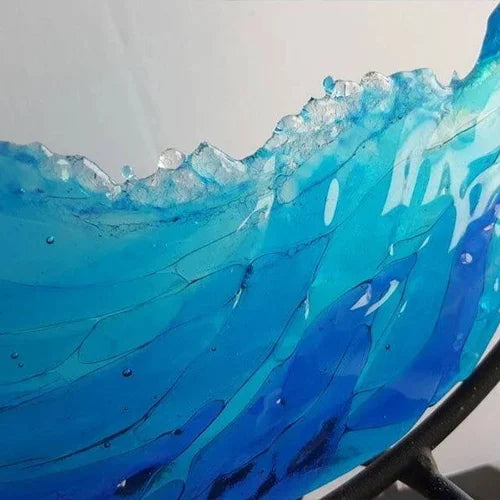 Ocean Wave Fused Blue Sculpture