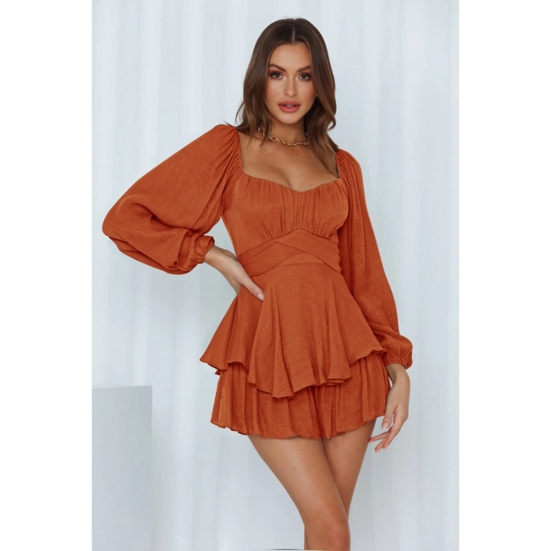 Spring Ruffle Sleeves Mini Dress