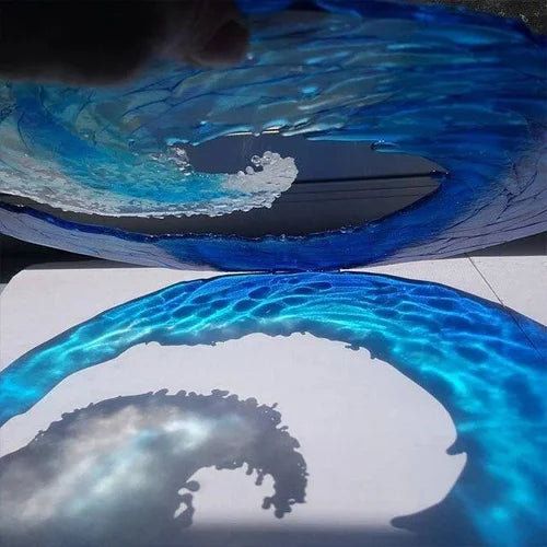 Ocean Wave Fused Blue Sculpture