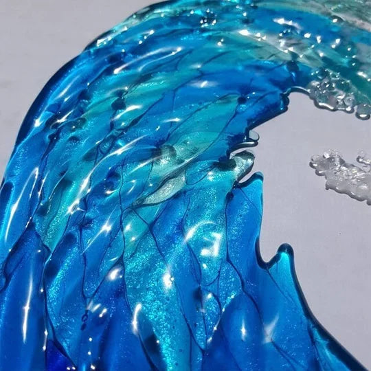 Ocean Wave Fused Blue Sculpture