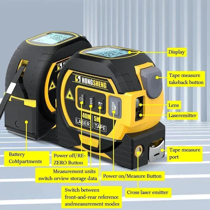 REBANB 3-IN-1 DIGITAL LASER MEASURING TAPE